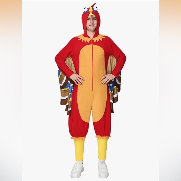 NWT Fleece Turkey Costume Thanksgiving Day Onesie Cosplay Men’s XL - Picture 4 of 6